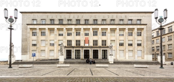 Fakuldade de Letras, University of Coimbra, Coimbra, District of Coimbra, Portugal, Europe, aerial view, birds-eyes view, Travel, travel photography