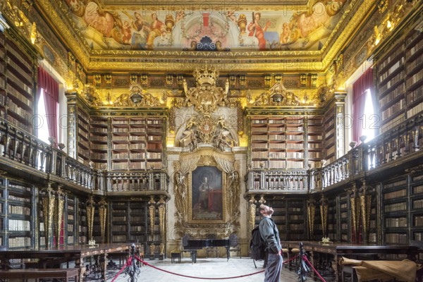 Biblioteca Joanina, historical university library, University of Coimbra, Coimbra, Coimbra district, Portugal, Europe, BlosseyPortugal, aerial view, birds-eyes view, Travel, travel photography