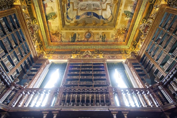 Biblioteca Joanina, historical university library, University of Coimbra, Coimbra, Coimbra district, Portugal, Europe, aerial view, birds-eyes view, Travel, travel photography