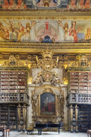 Biblioteca Joanina, historical university library, University of Coimbra, Coimbra, Coimbra district, Portugal, Europe, aerial view, birds-eyes view, Travel, travel photography