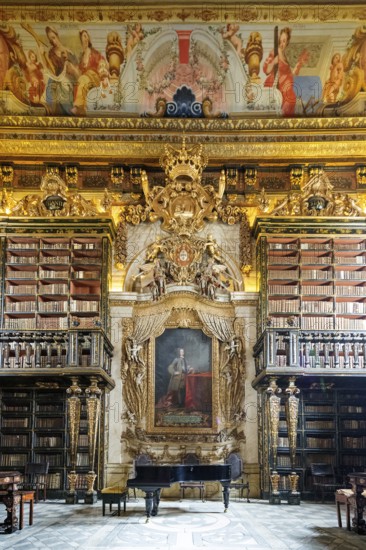 Biblioteca Joanina, historical university library, University of Coimbra, Coimbra, Coimbra district, Portugal, Europe, aerial view, birds-eyes view, Travel, travel photography