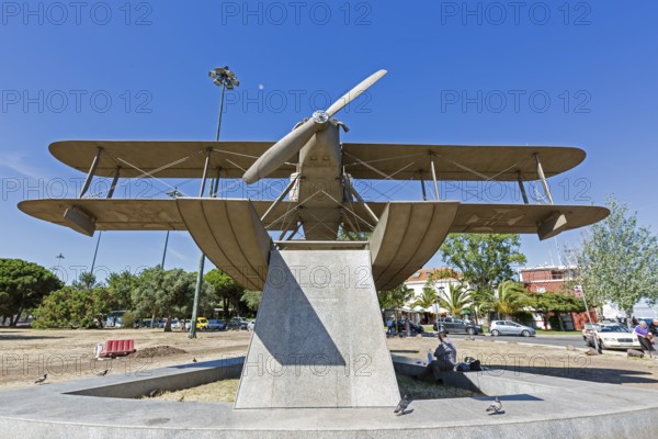 In 1922, Portuguese pilots Gago Coutinho and Sacadura Cabral were the first to fly the South Atlantic route from Lisbon to Rio de Janeiro, biplane, model of a seaplane, Lisbon, Lisbon district, Portugal