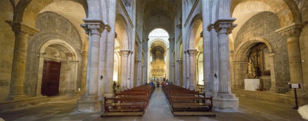 Old Cathedral (Sé Velha) in the historic centre of Coimbra, Coimbra, Coimbra district, Portugal, Europe, aerial view, birds-eyes view, Travel, Travel photography