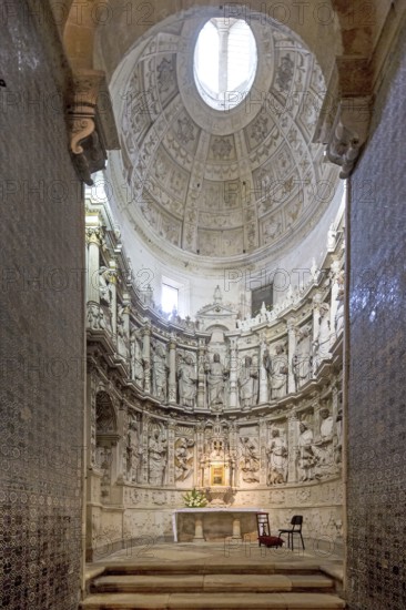 Altar, Old Cathedral (Sé Velha) in the historic centre of Coimbra, Coimbra, Coimbra district, Portugal, Europe, aerial view, birds-eyes view, Travel, Travel photography
