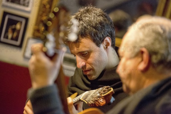 Fado singing and fado performance in a cultural centre in Coimbra, Coimbra, Coimbra district, Portugal, Europe, aerial view, birds-eyes view, Travel, travel photography