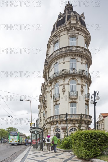 Old town and shopping street of Coimbra, Coimbra, Coimbra district, Portugal, Europe, aerial view, birds-eyes view, Travel, travel photography