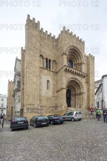 Old Cathedral (Sé Velha) in the Old Town of Coimbra, Old Town of Coimbra, Coimbra, Coimbra District, Portugal, Europe, aerial view, birds-eyes view, Travel, Travel Photography