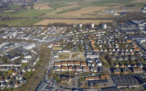 Aerial view, residential area between Elfser Weg and Riga-Ring, construction site Coca-Cola wasteland with new construction of rental flats neighbourhood on Briloner Straße, Soest, Soester Börde, North Rhine-Westphalia, Germany, architecture, structure, view, construction work, building area, building site, building plots, building cranes, building project, building site, construction, Briloner Straße, Coca-Cola wasteland, DE, roofs, Elfser Weg, development, Europe, spring weather, buildings, property tax, land, houses, property, real estate, infrastructure, landscape, aerial view, aerial photography, aerial photography, rental flats, neighbourhood, perspective, quarter, Riga-Ring, city, urban planning, streets, urban, daytime, overview, environment, urbanisation, traffic, bird's-eye view, residential complex, living and life, residential area, residential building, residential quality, residential quarter, living space, housing estate, residential district, birds-eyes view, european, ...
