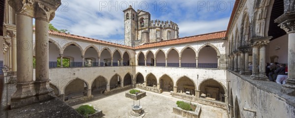 Cemetery cloister, Fortress of Tomar, Castle of the Knights Templar, Templars, UNESCO cultural heritage, Tomar, Santarém district, Portugal, Europe, Convento da Ordem de Christo, Santarém district, aerial view, birds-eyes view, Travel, travel photography