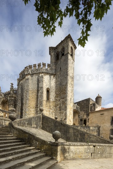Fortress of Tomar, Castle of the Knights Templar, Templars, UNESCO cultural heritage, Tomar, Santarém district, Portugal, Europe, Convento da Ordem de Christo, Santarém district, aerial view, birds-eyes view, Travel, travel photography