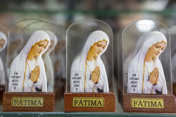 Madonna figures, religious kitsch, Fátima, Santarém district, Portugal, Europe, Fátima, Santarém district, aerial view, birds-eyes view, Travel, travel photography