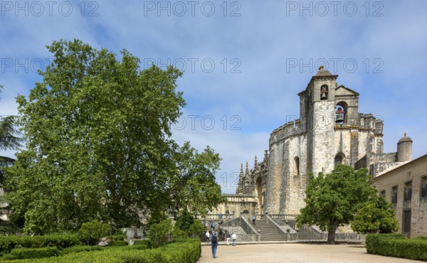 Fortress of Tomar, Castle of the Knights Templar, Templars, UNESCO cultural heritage, Tomar, Santarém district, Portugal, Europe, Convento da Ordem de Christo, Santarém district, aerial view, birds-eyes view, Travel, travel photography