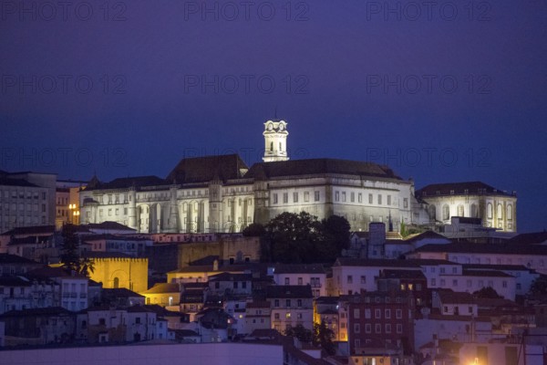 University of Coimbra in the evening light, Coimbra, Coimbra district, Portugal, Europe, aerial view, birds-eyes view, Travel, travel photography