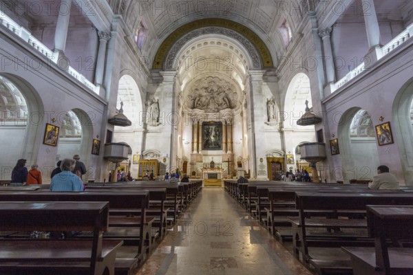 Interior of the Basilica Antiga in Fatima, Fátima, Santarém district, Portugal, Europe, Fátima, Santarém district, aerial view, birds-eyes view, Travel, Travel photography