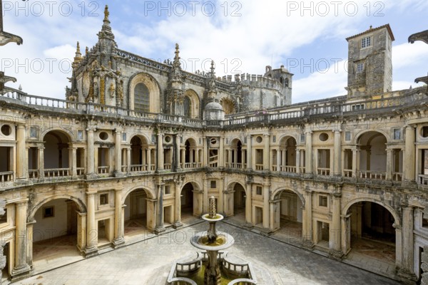 Great Cloister of Diogo do Torralva, Panorama, Fortress of Tomar, Castle of the Knights Templar, Templars, UNESCO Heritage Site, Tomar, District of Santarém, Portugal, Europe, Convento da Ordem de Christo, District of Santarém, aerial view, birds-eyes view, Travel, Travel Photography