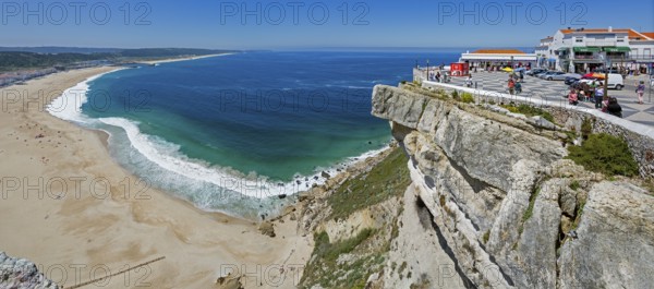 View of the city and bay of Nazaré, Nazaré, Leiria district, Portugal, Europe, Nazaré, aerial view, birds-eyes view, Travel, Travel photography