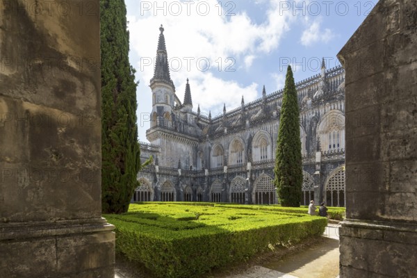 Monastery of Santa Maria da VitÃüria, UNESCO World Heritage Site, Cloister, Monastery Church of Batalha, Mosteiro da Batalha, Batalha, Leiria District, Portugal, Europe, aerial view, birds-eyes view, Travel, Travel Photography