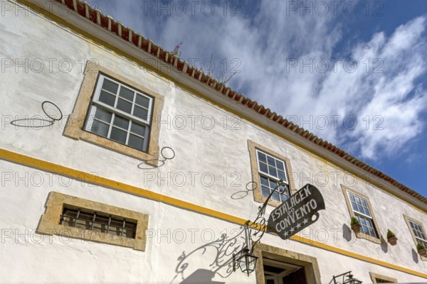 Former monastery becomes a hostel Hotel, picturesque small town Obidos, Ãbidos, Leiria district, Portugal, Europe, Óbidos, aerial view, birds-eyes view, Travel, Travel photography