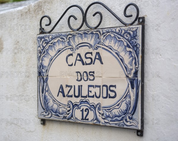 House of painted tiles, picturesque small town Obidos, Ãbidos, Leiria district, Portugal, Europe, Óbidos, aerial view, birds-eyes view, Travel, travel photography