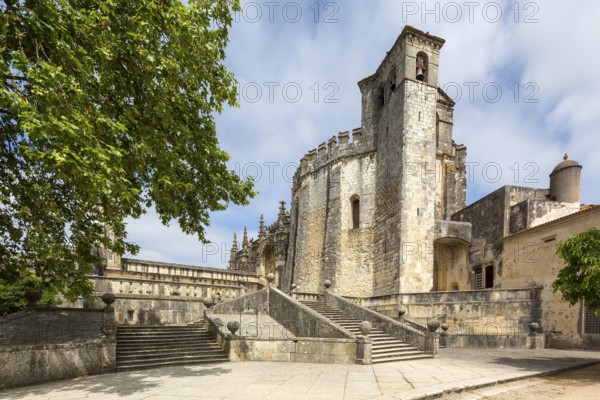 Fortress of Tomar, Castle of the Knights Templar, Templars, UNESCO cultural heritage, Tomar, Santarém district, Portugal, Europe, Convento da Ordem de Christo, Santarém district, aerial view, birds-eyes view, Travel, travel photography