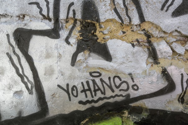 Graffiti in the streets of Lisbon, Lisbon, Lisbon district, Portugal, Europe, aerial view, birds-eyes view, Travel, travel photography
