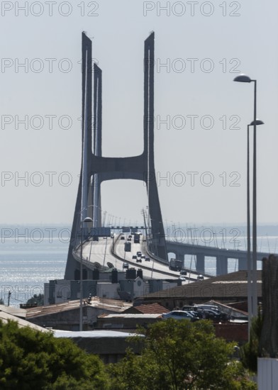 Ponte Vasco da Gama, São João das Covas, Lisbon district, Portugal, Europe, São João das Covas, aerial view, birds-eyes view, Travel, Travel photography