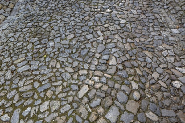 Cobblestones in the alleys of Óbidos, Leiria district, Portugal, Europe, Óbidos, aerial view, birds-eyes view, Travel, Travel photography