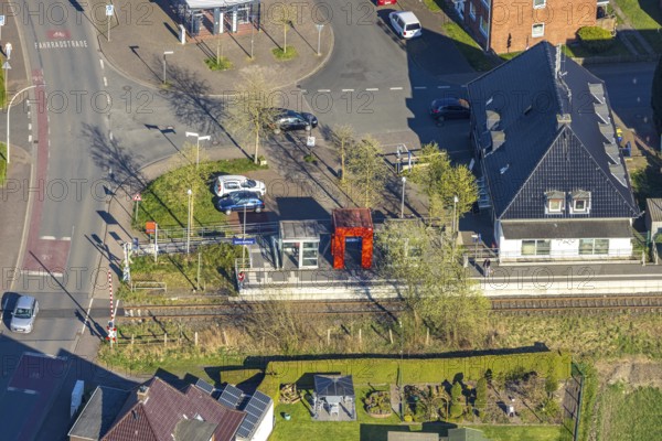 Aerial view, Selm-Beifang station, Beifang, Selm, Münsterland, North Rhine-Westphalia, Germany, railway area, station, platform, DE, Deutsche Bahn AG, Europe, railway tracks, tracks, aerial view, aerial photography, aerial photography, overview, bird's-eye view, birds-eyes view, overview