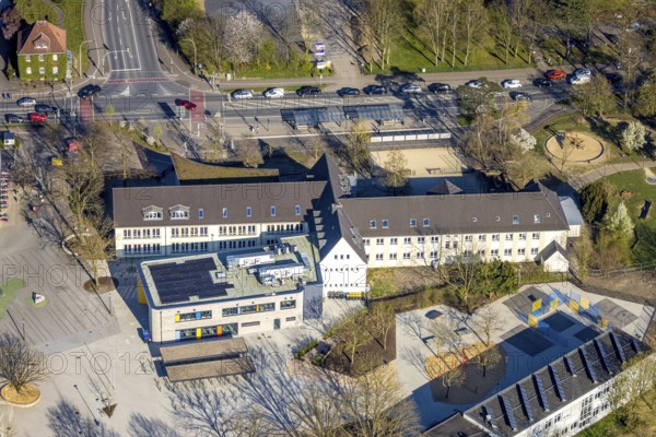 Aerial view, Campus South with Overbergschule Gem. Grundschule, Selm, Münsterland, North Rhine-Westphalia, Germany, education, educational institution, DE, Europe, primary school, educational institute, aerial view, aerial photography, aerial photography, school, overview, bird's-eye view, overview