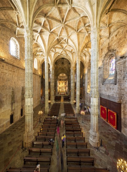 Nave, Mosteiro dos Jerónimos, UNESCO World Heritage Site, Lisbon, Lisbon District, Portugal