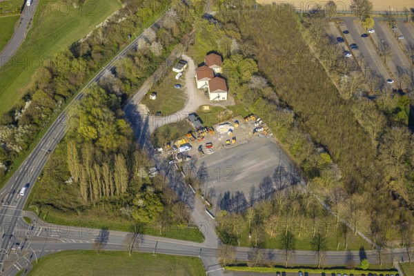 Aerial view, accommodation and construction site, Festplatz Auf dem Südfeld, Bork, Selm, Münsterland, North Rhine-Westphalia, Germany, construction work, construction area, building site, building plots, construction project, construction site, DE, Europe, aerial view, aerial photography, aerial photography, overview, bird's-eye view, overview