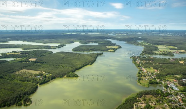 KoÅ'cierzyna, Pomerelia, Vistula Pomerania, Lakeland, forests, lakes, sailing boats, pomorskie, Poland, Koscierzyna, Baltic Sea coast, PL, Europe, aerial view, birds-eyes view, aerial photography, overview, bird's eye view, northern Poland