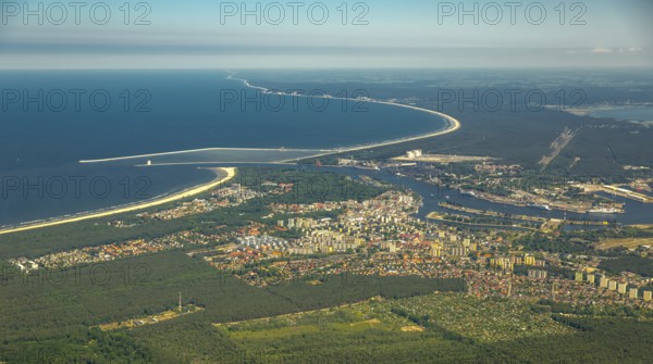 Overview, Baltic Sea coast, Baltic Sea, Poland, ÅšwinoujÅ'cie Swinoujscie, Europe, aerial view, birds-eyes view, aerial photography, bird's eye view, northern Poland