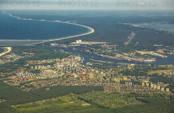 Overview, Baltic Sea coast, Baltic Sea, Poland, ÅšwinoujÅ'cie Swinoujscie, Europe, aerial view, birds-eyes view, aerial photography, bird's eye view, northern Poland