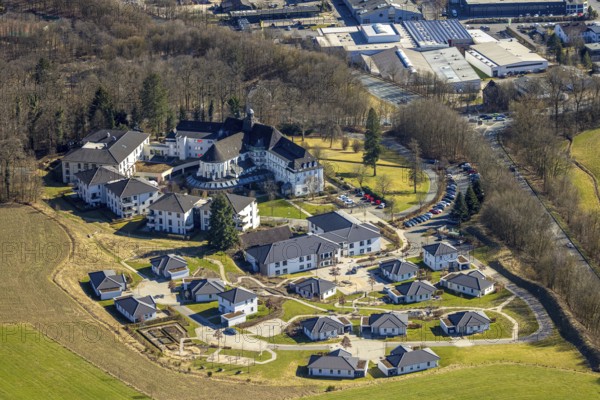 Aerial view, residential estate Osterseifen - nursing home Im Alter gut leben, Rhode, Olpe, Sauerland, North Rhine-Westphalia, Germany, retirement home, care and nursing, DE, Europe, real estate, aerial view, aerial photography, aerial photography, care facility, retirement home, retirement residence, retirement home, senior centre, overview, bird's eye view, residential complex, living and living, residential area, quality of living, residential quarter, residential estate, residential area, birds-eyes view, overview
