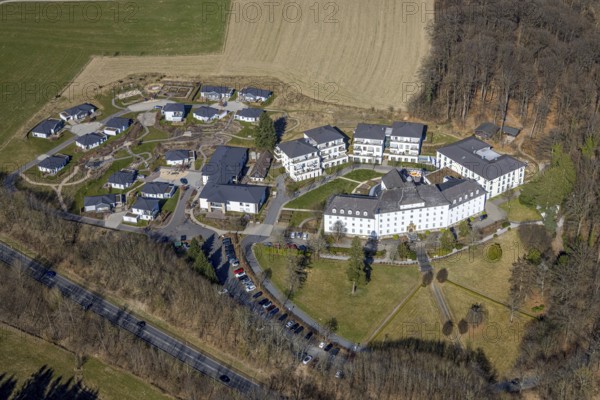 Aerial view, residential estate Osterseifen - nursing home Im Alter gut leben, Rhode, Olpe, Sauerland, North Rhine-Westphalia, Germany, retirement home, care and nursing, DE, Europe, real estate, aerial view, aerial photography, aerial photography, care facility, retirement home, retirement residence, retirement home, senior centre, overview, bird's eye view, residential complex, living and living, residential area, quality of living, residential quarter, residential estate, residential area, birds-eyes view, overview