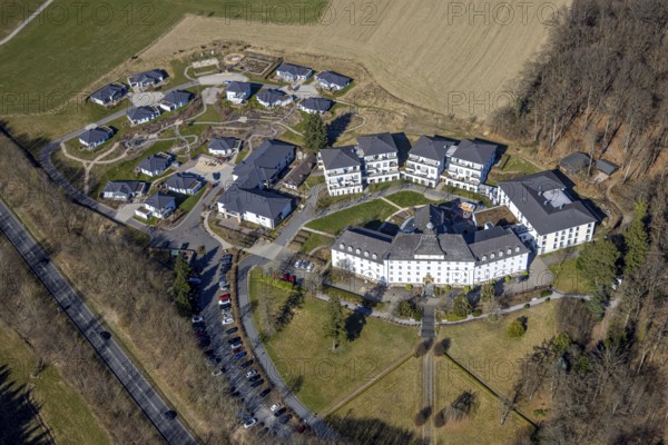 Aerial view, residential estate Osterseifen - nursing home Im Alter gut leben, Rhode, Olpe, Sauerland, North Rhine-Westphalia, Germany, retirement home, care and nursing, DE, Europe, real estate, aerial view, aerial photography, aerial photography, care facility, retirement home, retirement residence, retirement home, senior centre, overview, bird's eye view, residential complex, living and living, residential area, quality of living, residential quarter, residential estate, residential area, birds-eyes view, overview