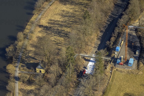 Aerial view, Valentine's Chapel, Biggerandweg am Biggesee, Olpe-Stadt, Olpe, Sauerland, North Rhine-Westphalia, Germany, DE, Europe, chapel, church, aerial view, aerial photography, aerial photography, overview, bird's-eye view, overview