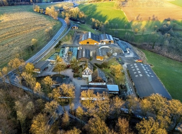 Aerial view, Howald am Biggesee, farm, farmhouse, Rhode, Olpe, Sauerland, North Rhine-Westphalia, Germany