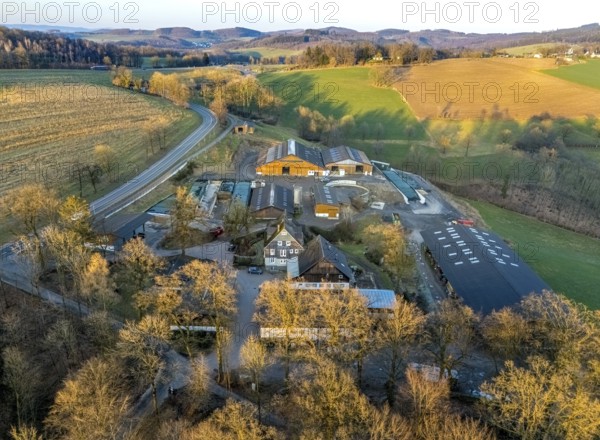 Aerial view, Howald am Biggesee, farm, farmhouse, Rhode, Olpe, Sauerland, North Rhine-Westphalia, Germany