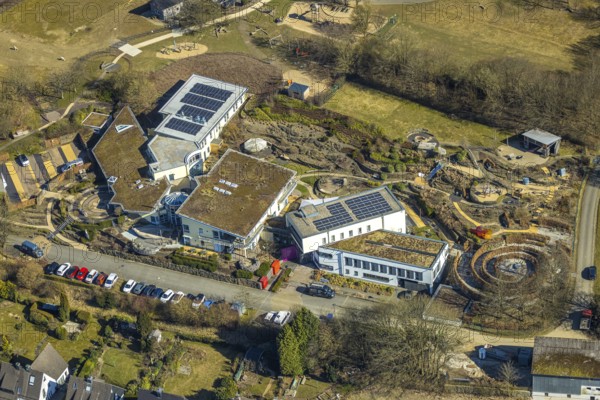 Aerial view, children's hospice and youth hospice Balthasar, Olpe town, Olpe, Sauerland, North Rhine-Westphalia, Germany, DE, Europe, hospice, aerial view, aerial photography, aerial photography, overview, bird's-eye view, overview