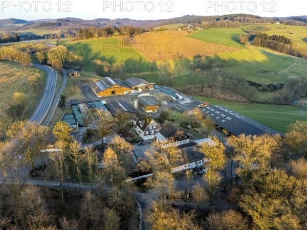 Aerial view, Howald am Biggesee, farm, farmhouse, Rhode, Olpe, Sauerland, North Rhine-Westphalia, Germany