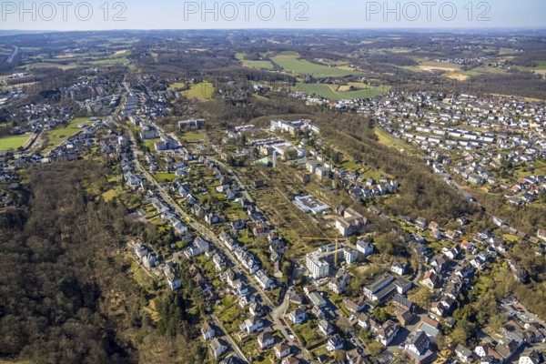 Aerial view, Evangelische Stiftung Volmarstein, workshop for disabled people, medical centre, Grundschöttel, Wetter, Ruhr area, North Rhine-Westphalia, Germany, DE, Europe, health care, hospital, clinic, clinic centre, hospital, aerial photograph, aerial photography, aerial photography, medical facility, medical aid, overview, bird's eye view, Wetter (Ruhr), birds-eyes view, overview, medical care