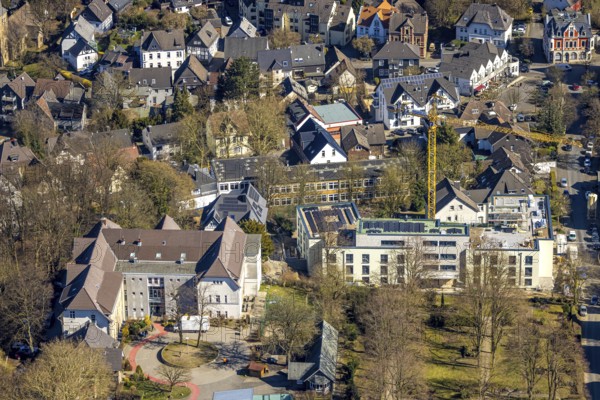 Aerial view, Volmarstein Johanna Helenen House, construction site and new building on Hartmannstraße, Volmarstein, Wetter, Ruhr area, North Rhine-Westphalia, Germany, construction work, construction area, construction site, building plots, construction project, construction site, DE, Europe, aerial view, aerial photography, aerial photography, new building, Volmarstein Foundation, overview, bird's-eye view, Wetter (Ruhr), birds-eyes view, overview
