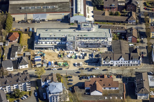 Aerial view, construction site with new building Petig Edelstahlhandel GmbH, Wengern, Wetter, Ruhr area, North Rhine-Westphalia, Germany, construction work, construction area, construction site, building plots, construction project, construction site, DE, Europe, aerial view, aerial photography, aerial photography, new building, overview, bird's eye view, Wetter (Ruhr), birds-eyes view, overview