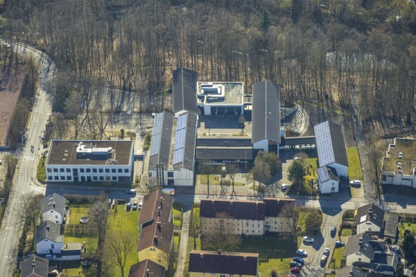 Aerial view, secondary school Wickede, Wickede, Soester Börde, North Rhine-Westphalia, Germany, education, educational institution, DE, Europe, educational institute, aerial view, aerial photography, aerial photography, school, overview, bird's eye view, Wickede (Ruhr), birds-eyes view, overview