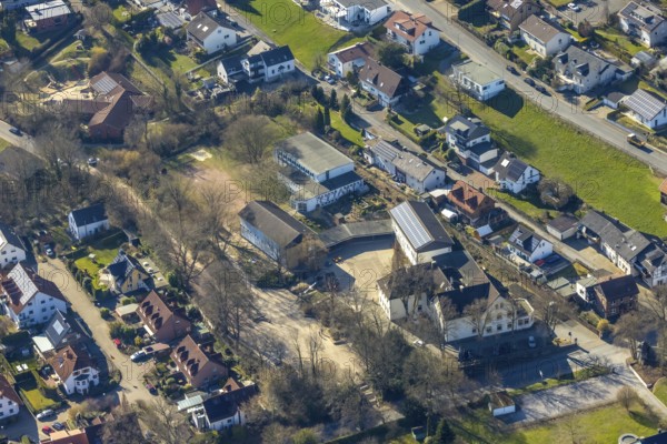 Aerial view, Engelhardschule primary school, Wickede/Ruhr, North Rhine-Westphalia, Germany, DE, Europe, aerial view, aerial photography, aerial photography, Ruhr area, overview, bird's eye view, Wickede, Wickede (Ruhr), birds-eyes view, overview