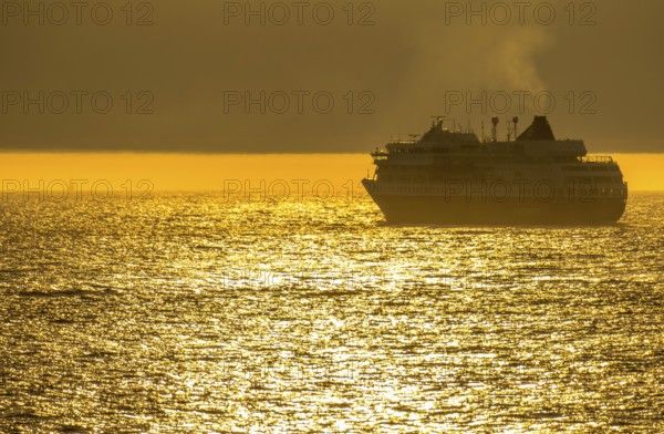 Ship MS Finnmarken, in the morning light, backlight, Berlevåg, Finnmark, Norway, Scandinavia, Europe, adventure trip, Berlevåg, tourism, Hurtigruten, Hurtigruten trip, cruise, cruise ship, liner service, NOR, passenger ship, shipping company Hurtigruten AS, travel, destination, shipping, sea voyage, sightseeing, tourism, Norwegian, Scandinavian, touristic