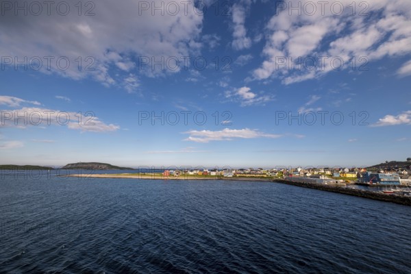 Harbour and town view Vardø, Finnmark, Norway, Scandinavia, Europe, adventure travel, tourism, Hurtigruten, Hurtigruten voyage, cruise, NOR, travel, destination, sea voyage, sightseeing, tourism, cloud formation, Norwegian, Scandinavian, tourist, easternmost municipality of Norway