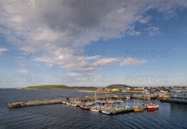 Harbour with fishing boats and view of Vardø, Finnmark, Norway, Scandinavia, Europe, adventure travel, boats, tourism, Hurtigruten, Hurtigruten cruise, cruise, NOR, travel, destination, ship, ships, sea voyage, sightseeing, tourism, cloud formation, Norwegian, Scandinavian, tourist, easternmost municipality of Norway